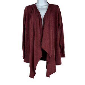 My Amelia James Burgundy Open Front Cardigan Small Long Sleeve Waterfall Hem